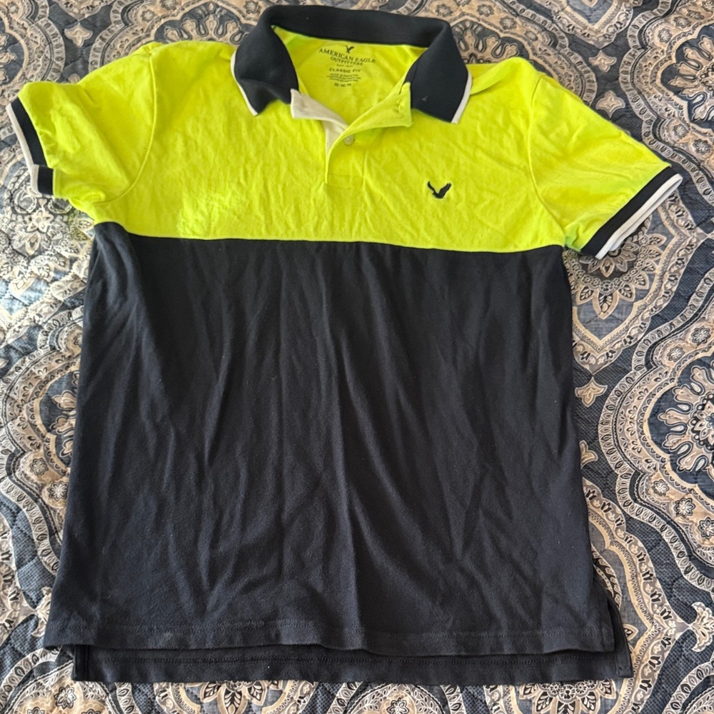 Vibrant Neon Yellow and Black Polo Shirt